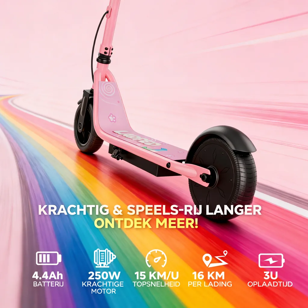 Stay-on KIDS Stay-on LP-65 Roze elektrische kinderstep elektrische step