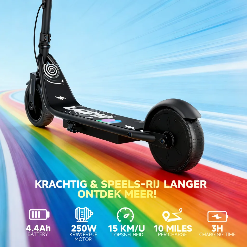 Stay-on KIDS Stay-on LP-65 Zwart elektrische kinderstep elektrische step
